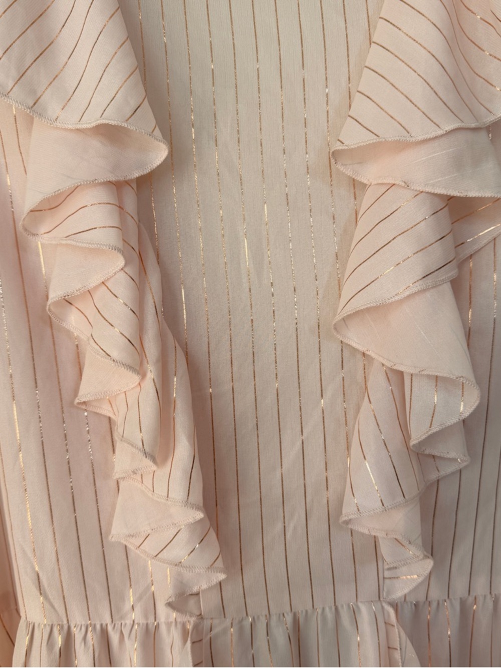 Victoria’s Secret Blush Pink Sheer Ruffle Robe Stripe Tie Front Coquette Fairy S - Picture 11 of 15